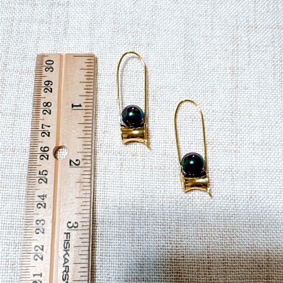 Vintage pearl hoop earrings N533 - Picture 3 of 3